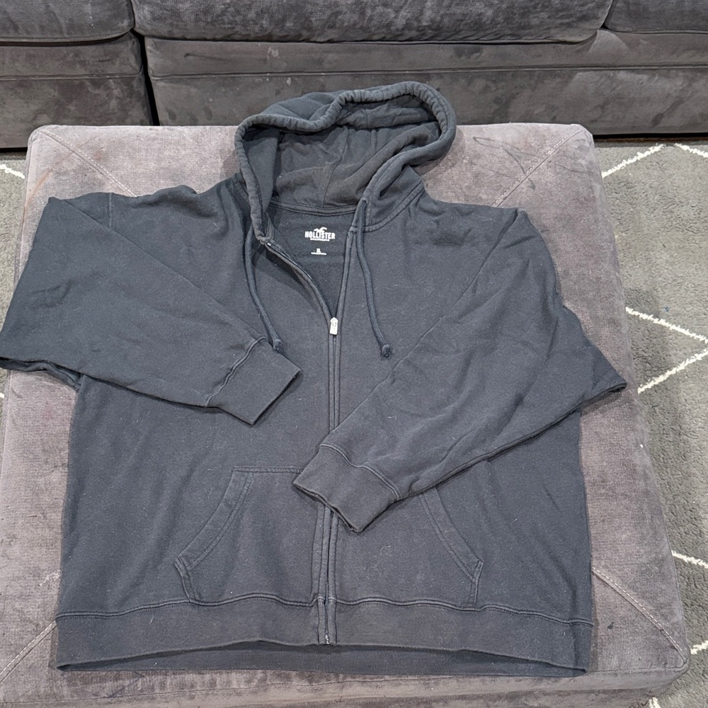 Hollister Men's Dark Gray Zip-Up Sweater